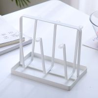 北欧玻璃杯架创意托盘水杯架家用客厅挂杯架收纳架放杯子的置物架 白色铁艺杯架 赠杯刷