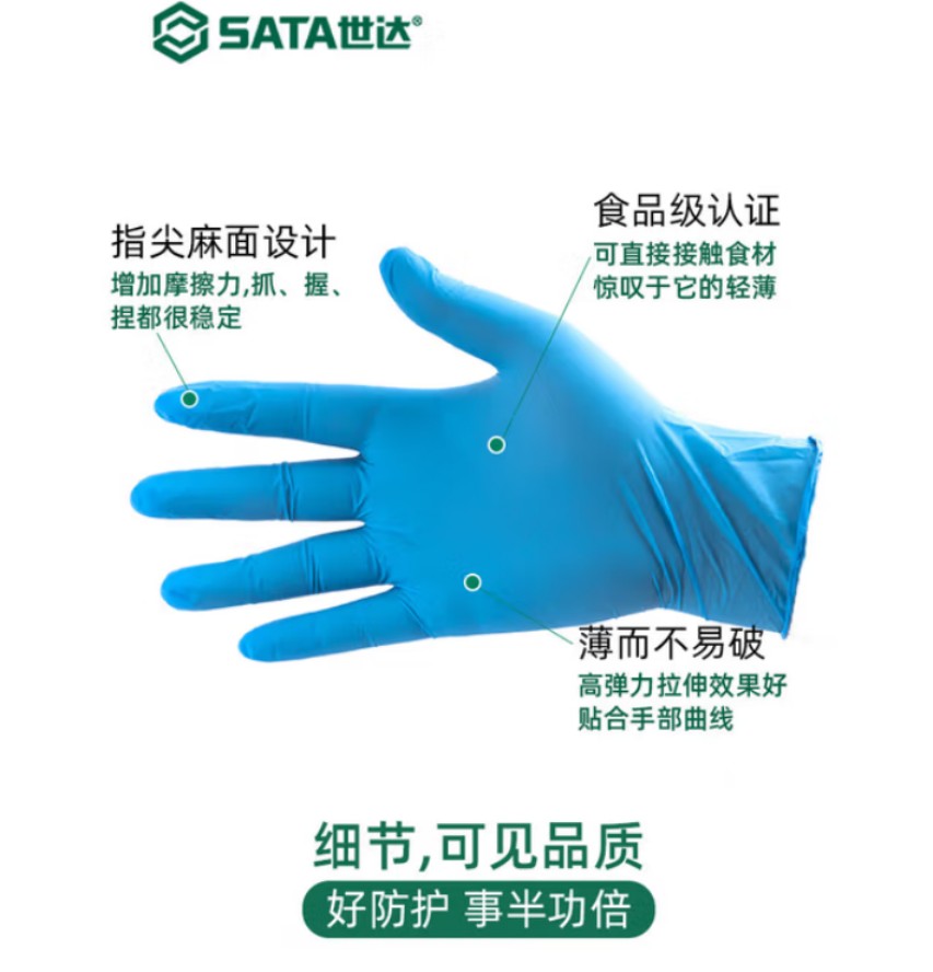 世达 SF0602 3.5g 经济型一次性丁腈手套 M 10盒高清大图