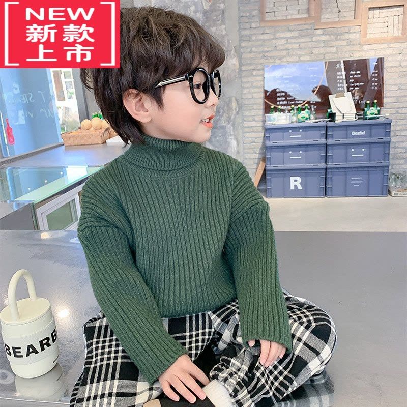 可莉允男童毛衣秋冬款2022新款儿童打底衫冬装男孩上衣半高领冬季针织衫图片