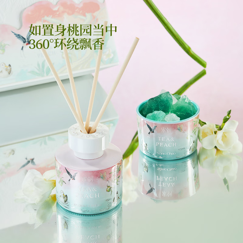 宋朝 繁花之境香薰-扩香石礼盒(春茶青桃)高清大图