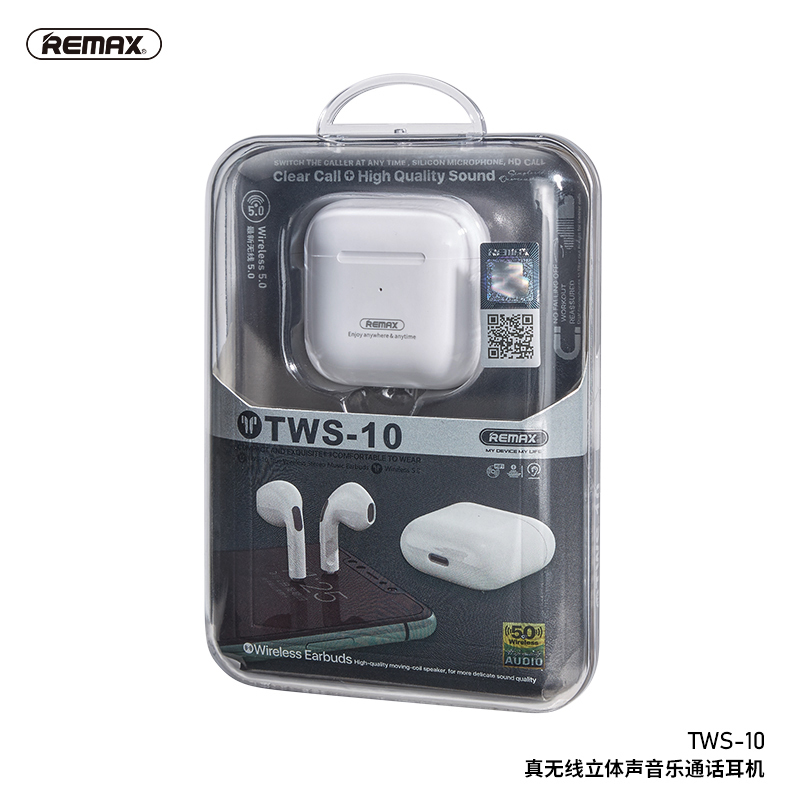 remax睿量tws-10真无线蓝牙耳机 白色 入耳式隐形超长待机续航运动跑步双耳 适用于苹果华为vivo小米oppo