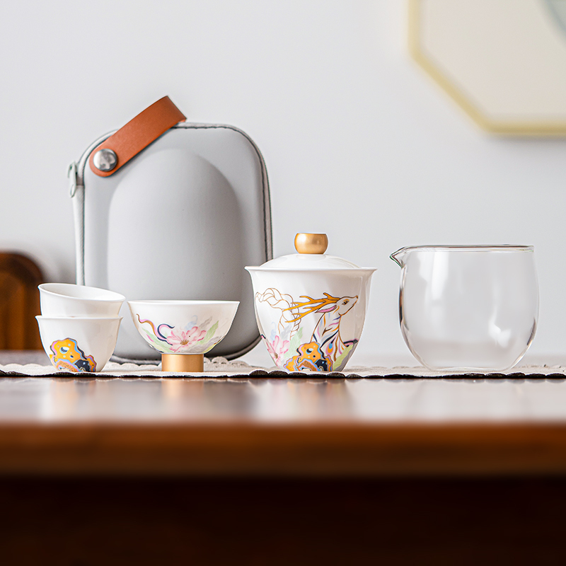 苏氏陶瓷(SUSHI CERAMICS)九色祥鹿旅行便捷配主人杯茶具