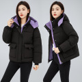 羽绒棉衣女外套2024新款连帽面包服百搭冬装韩版宽松短款时尚棉服 S 黑色