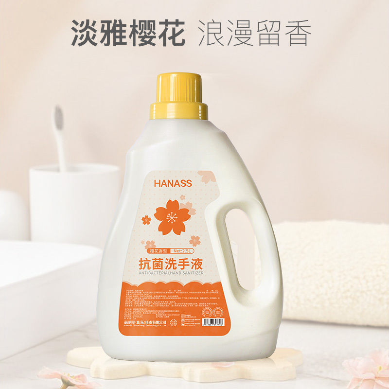 海纳斯(HANASS)消毒护理抗菌洗手液2.5L樱花香型家用大桶实用装补充装抑菌手部清洁温和滋润杀菌泡沫型清爽