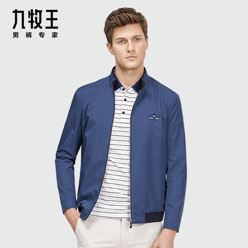 商场同款九牧王男装夹克2021春夏新款立领茄克外塔上衣男z