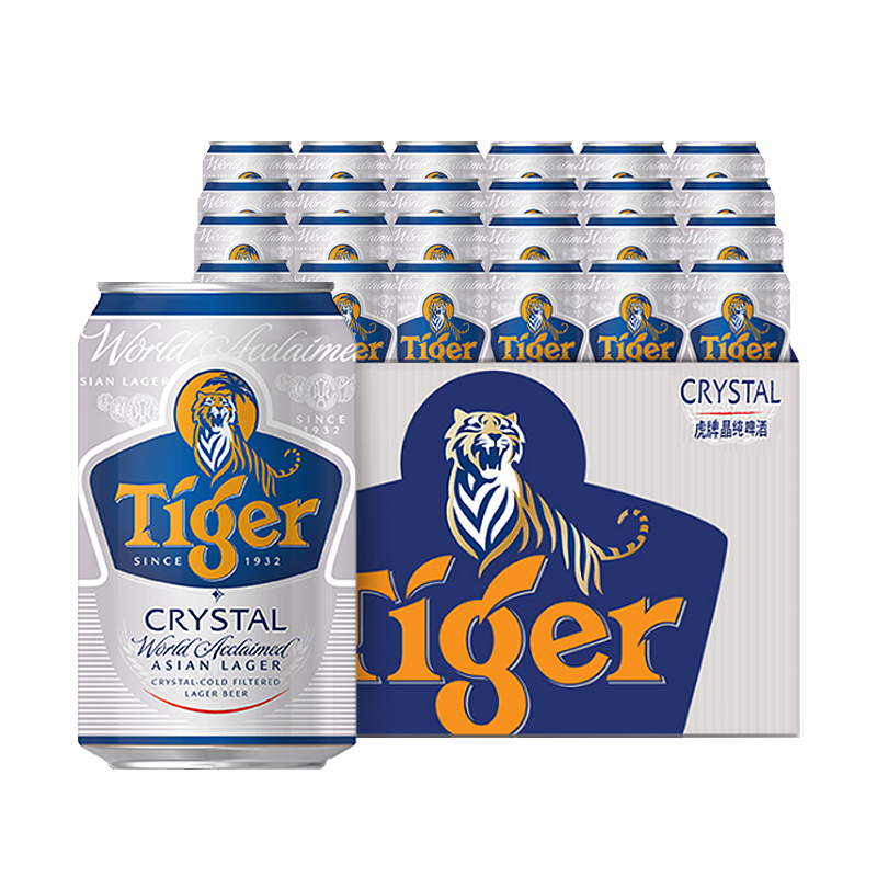 虎牌(TIGER)喜力旗下晶纯啤酒330ml*24罐/箱 整箱装