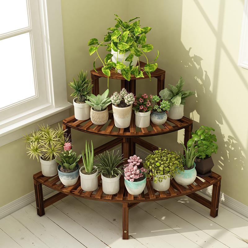 森美人花架stm98258 森美人实木花架子转角架多层室内装饰客厅阳台置