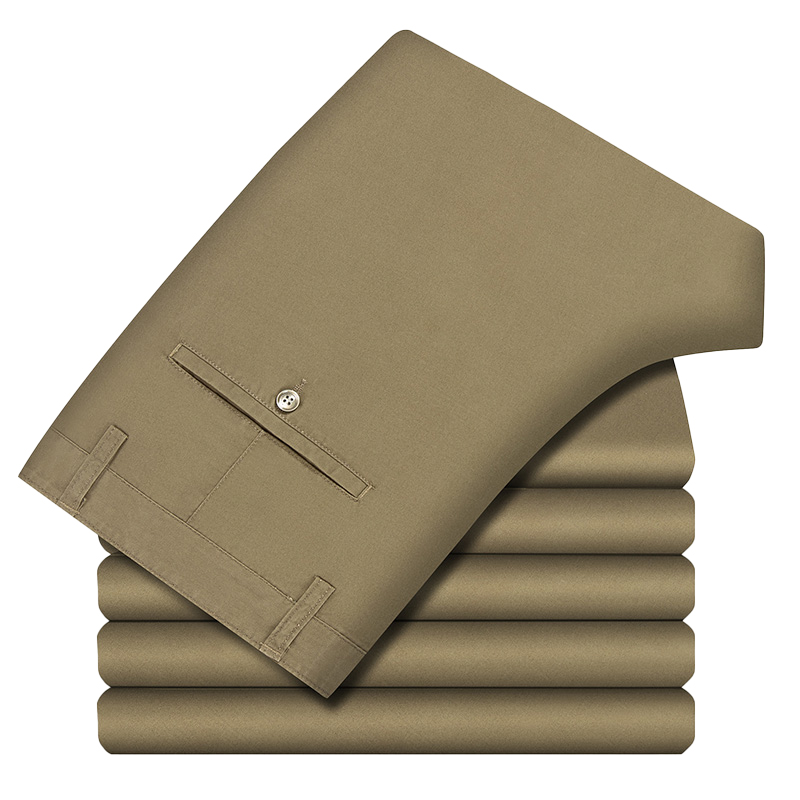 恒源祥春秋纯棉休闲裤男士中老年高腰宽松直筒夏季薄款爸爸西装裤高清大图