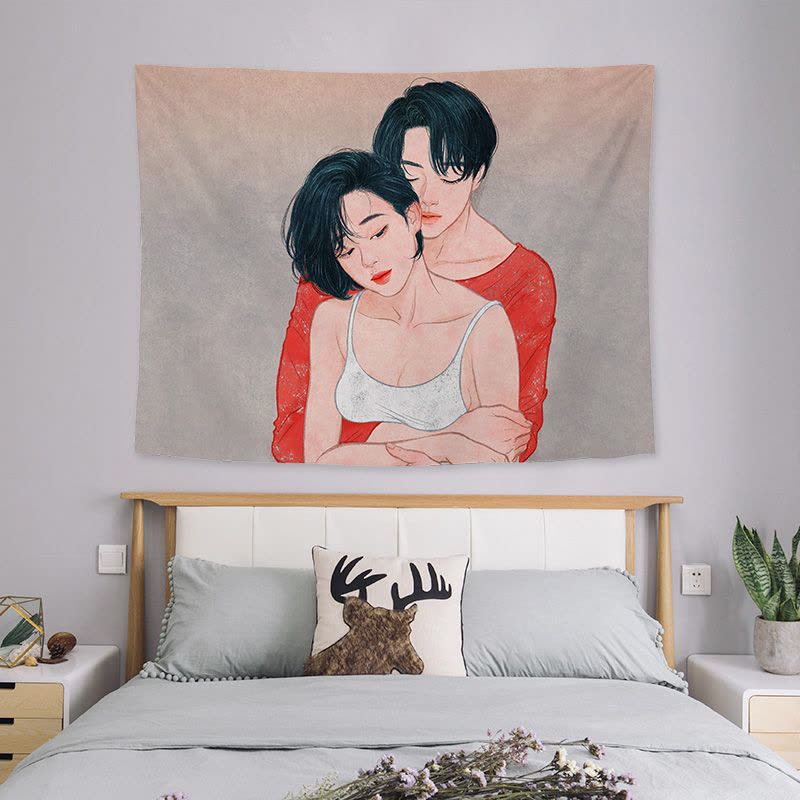 汐岩背景布风挂布挂毯主播卧室宿舍租房卧室装饰房间改造墙布图片