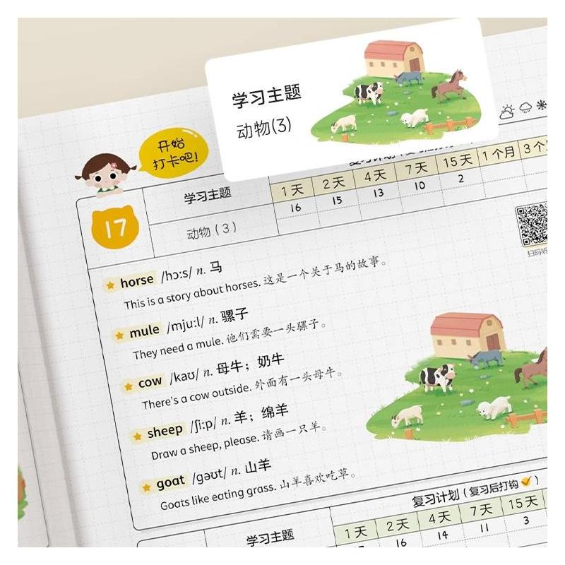 [全3册]英语单词+英语作文+古诗词 小学通用 [正版]小学生每日5个英语必背单词古诗文一二三四五六年级英语单词汇总表词