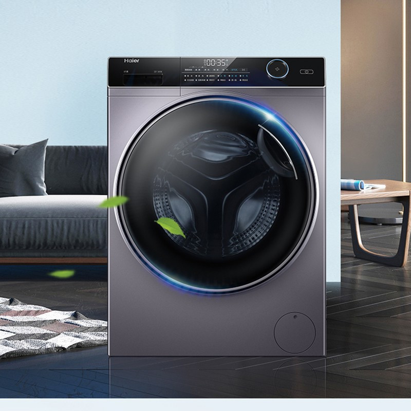 海尔haierxqg100hbd14126l纤美家用全自动10公斤滚筒洗衣机智能投放