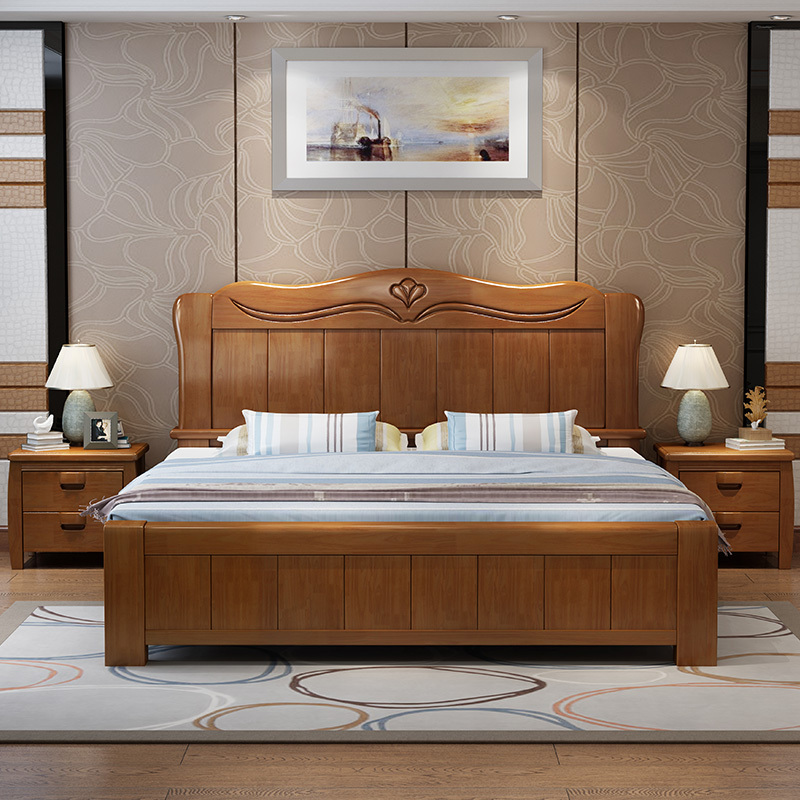 海善家中式实木床实木床18米15米双人床新中式简约现代经济型气压储物