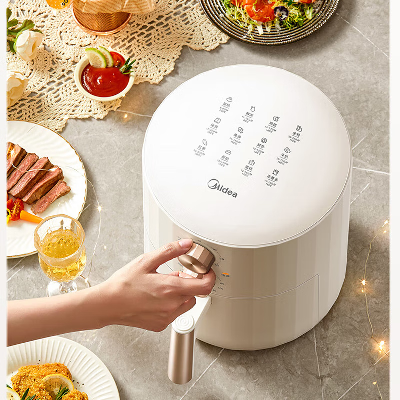 美的(Midea)空气炸锅家用 5L大容量可炸整鸡多功能智能无油煎炸电炸锅MF-KZE5006高清大图