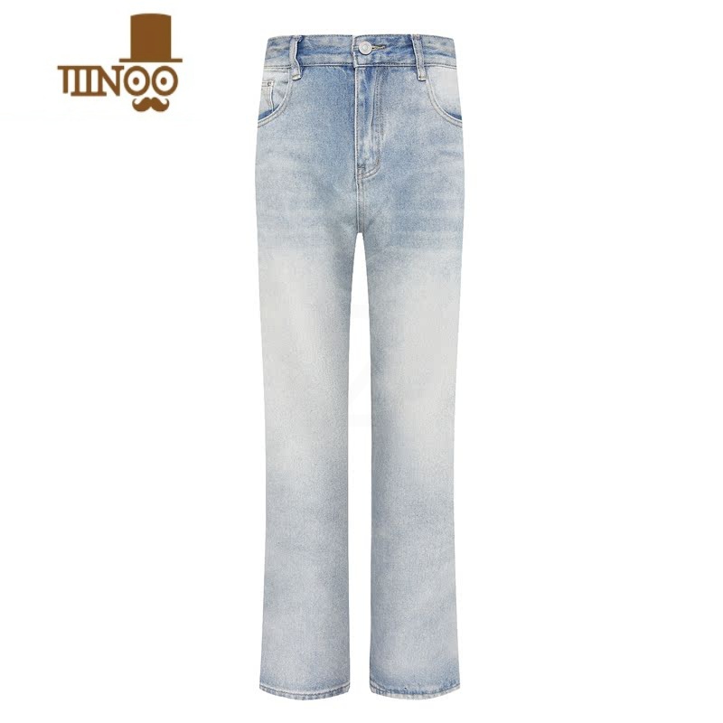 YANXUCOFD复古美式潮流休闲男女水洗做旧宽松微喇垂感长裤牛仔裤51宽高清大图