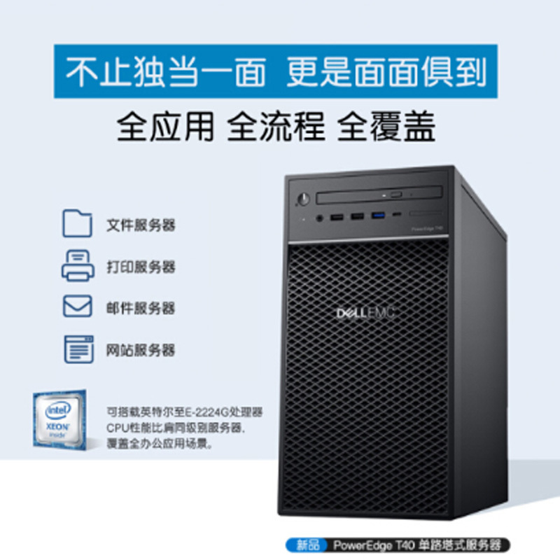 DELL戴尔 小型塔式服务器主机 台式迷你机箱 云存储服务器 T40【至强E-2224G】16G/2*2T企业H330