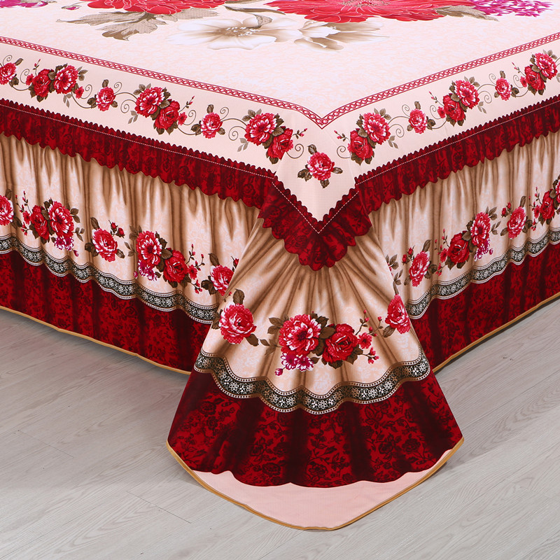 定位3d秋冬季加厚磨毛上海被单大版花双人仿刺绣单子老式床单单件