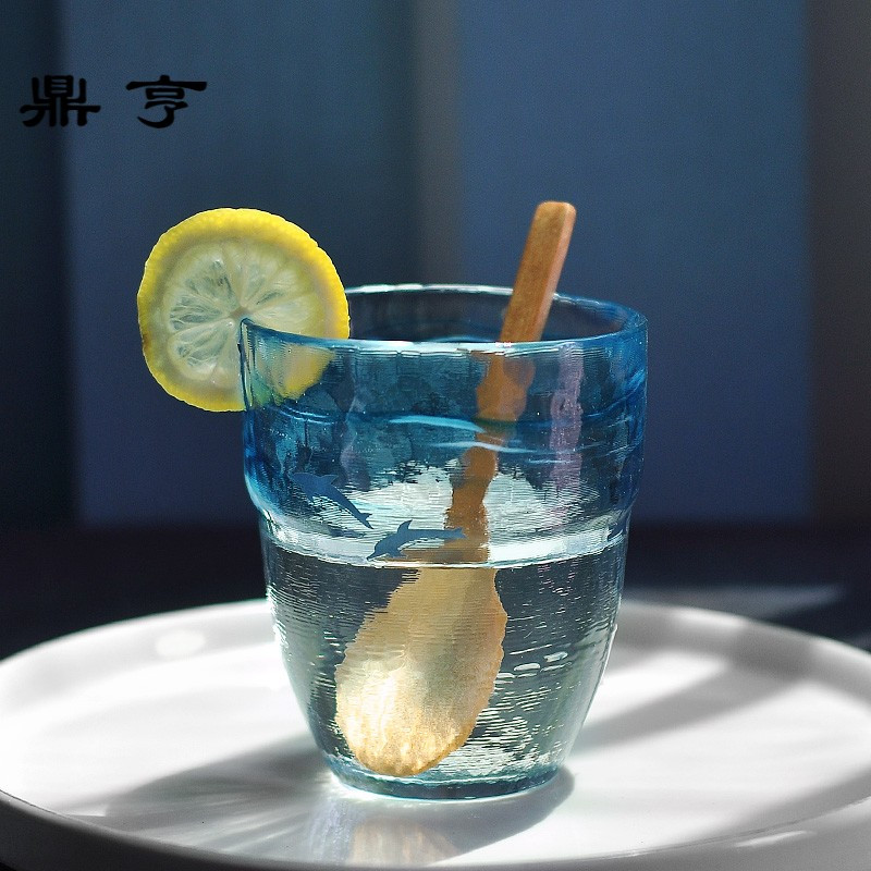 鼎亨波纹动物手工日本玻璃杯杯可爱果汁杯茶杯酒杯