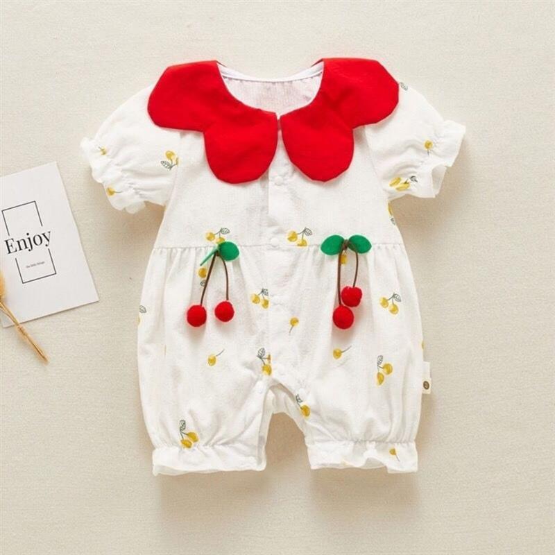 婴儿连体衣夏男女宝宝哈衣服可爱公主洋气满月百天爬服夏装