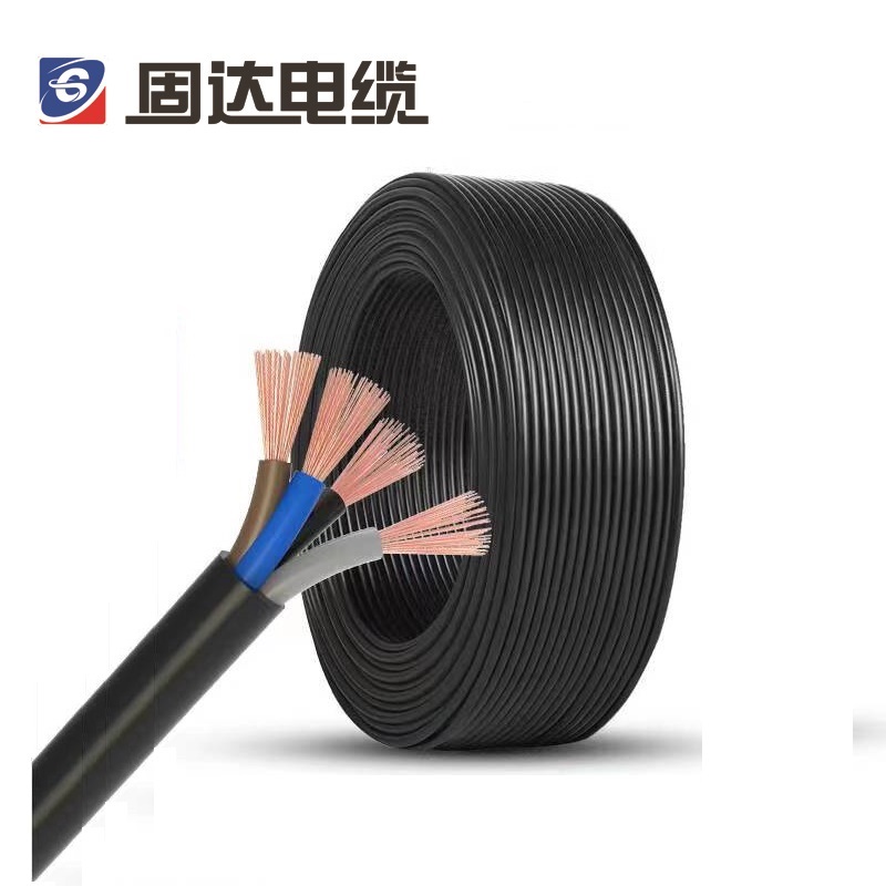 固达电缆 阻燃软护套电线 ZR-RVV-3*6+1*4 卷 100米/卷 黑色