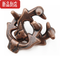 真智力魔Puzzle金锁十级烧脑益智玩具四方锁高难度解密马蹄锁鲁班锁全套 西瓜红 牛头锁(3级)