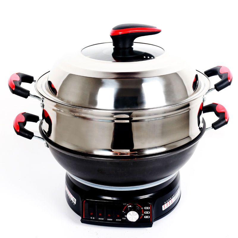 家用韩式铸铁电炒锅电煮锅电火锅蒸锅加厚不粘锅多功能电热锅蒸锅