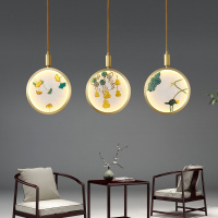 苏宁放心购 全铜新中式吊灯床头卧室灯中国风珐琅彩楼梯阳台灯现代简约酒店吧台饭店走廊过道灯