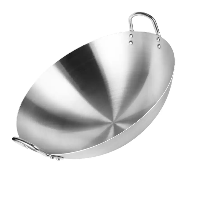 炯毅 不锈钢双耳炒锅无涂层尖底锅电磁炉燃气 双耳炒锅 50cm 个高清大图