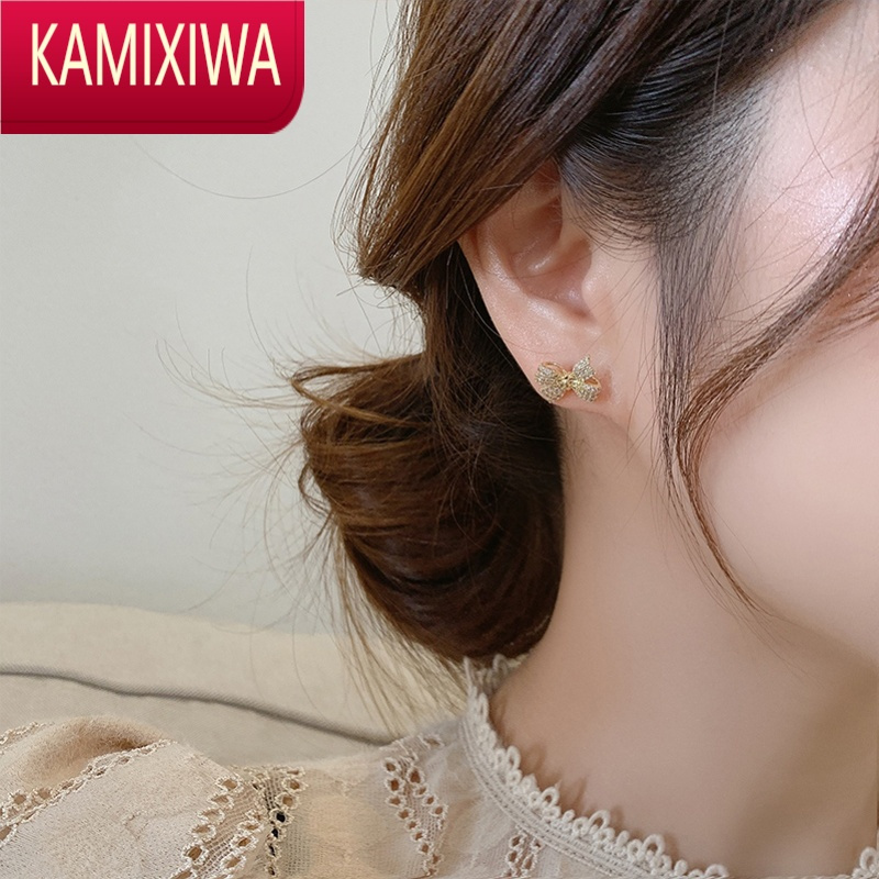 KAMIXIWA韩国珍珠蝴蝶结流苏耳环2022年新款潮女高级感轻奢耳坠气质耳饰品