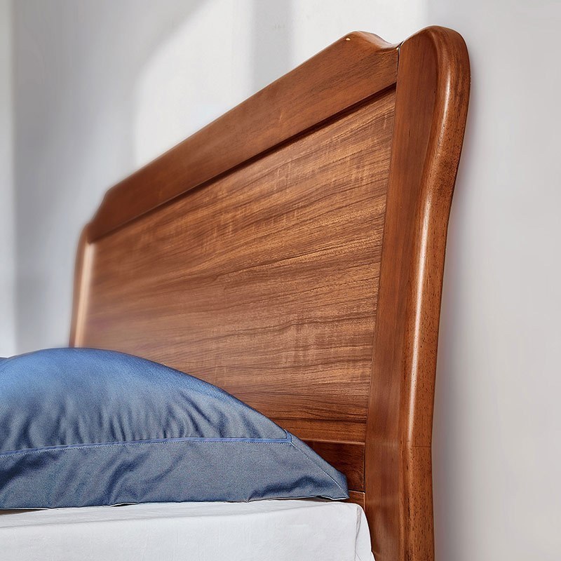 林氏家居新中式乌金木色实木床小户型双人床卧室家具组合套装ie1a