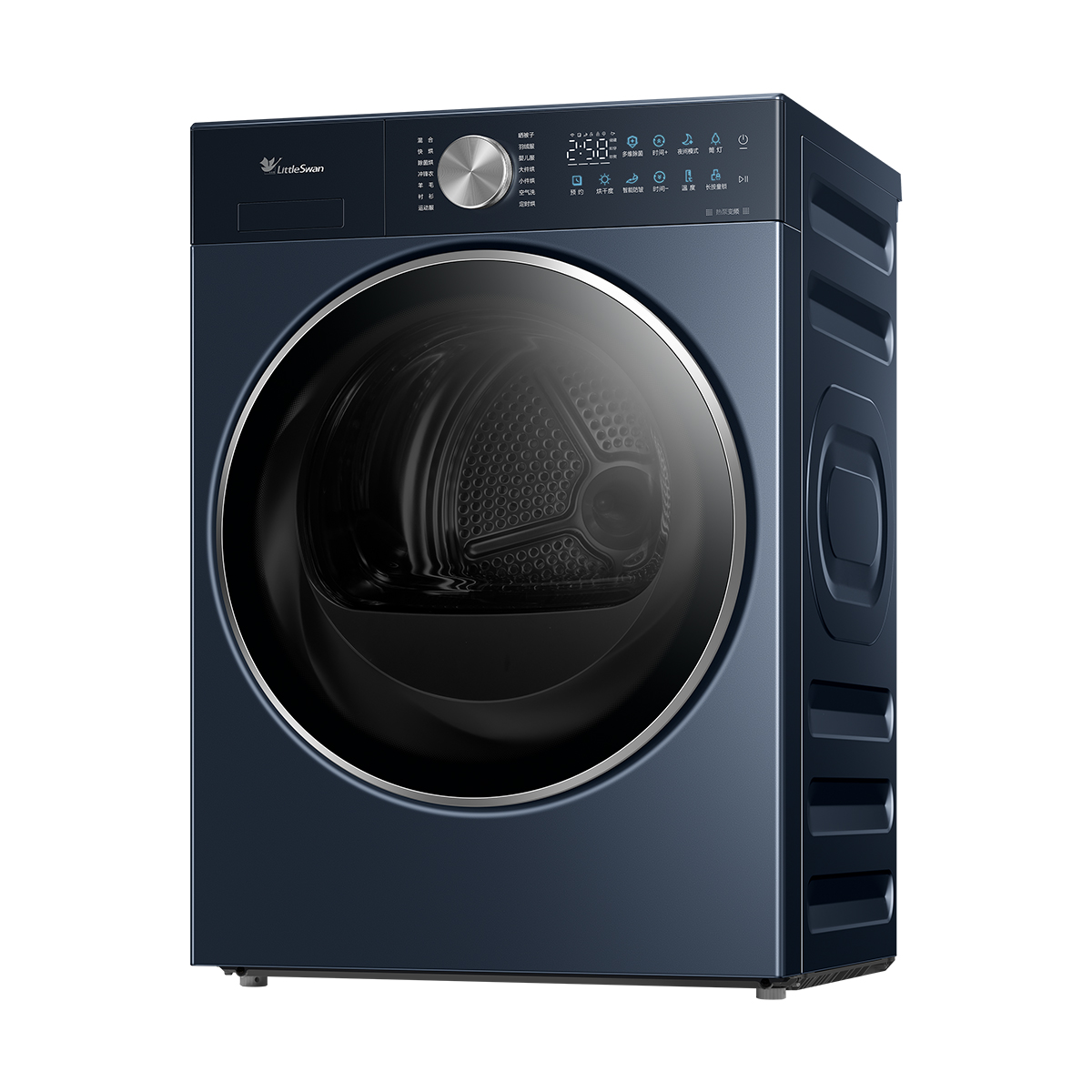 小天鹅TH10H86PRO热泵变频烘干机10千克瑾瑜蓝低噪侧开独嵌两用LED数码屏显示高清大图