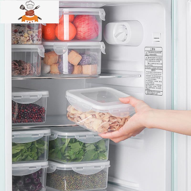 冰箱保鲜收纳盒食物密封盒子厨房食品放蔬菜五谷粮储存器 敬平 方形大号-白色厨房收纳盒图片