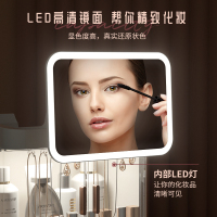 卡贝网红化妆品收纳盒防尘护肤品梳妆台桌面LED带镜子首饰一体置物架