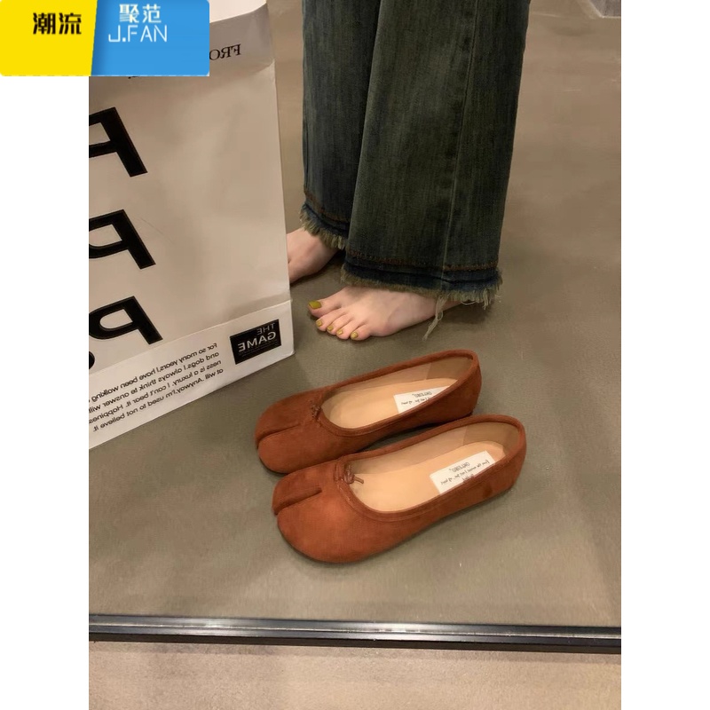 聚范平底鞋子女2024年新款法式晚风分趾鞋蹄浅口单鞋猪蹄瓢鞋高清大图