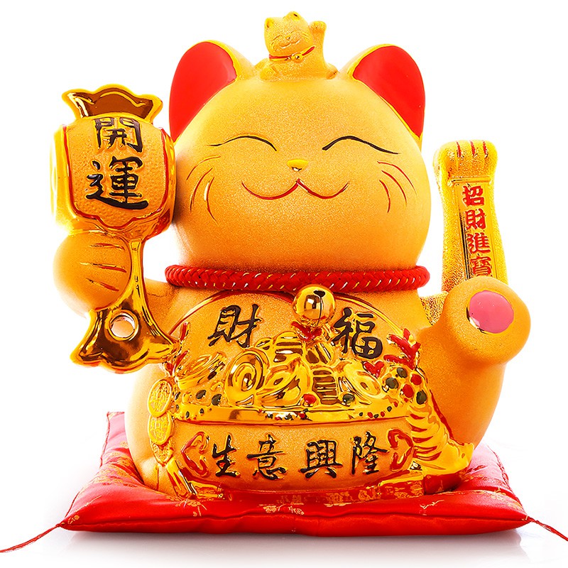 金摆件店铺开业礼品电动摇手自动招手家居发财猫 三维工匠 [热卖]24CM聚宝盆-储蓄摇手猫高清大图