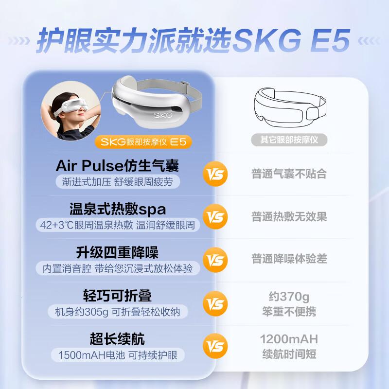 skg眼部按摩仪E5仿生气囊指腹按揉热敷眼睛护眼仪按摩器送男女朋友父母实用