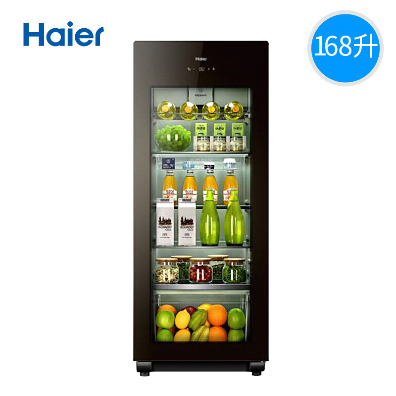 海尔(Haier)冷柜冰吧 红酒柜 高端 立式冰柜 玻璃门 家用办公室 茶叶柜 冷藏饮料展示柜 侧开门 LC-168H高清大图
