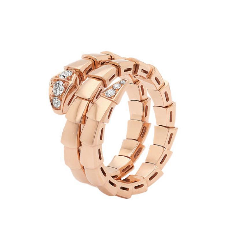 bvlgari宝格丽男女通用serpentiviper18k金玫瑰金双层包裹式戒指镶有