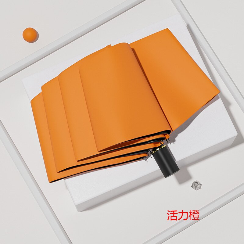 优橙雨伞全自动加大黑胶商务晴雨伞遮阳太阳伞[手动加固款]8骨金柄广告伞可印制LOGO 100把起订高清大图