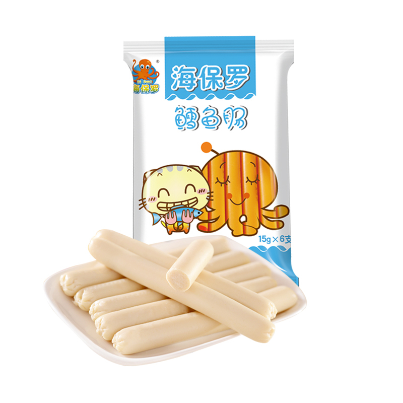 海保罗儿童90g鳕鱼肠鱼肉海鲜肠儿童零食(15g*6支)袋装鱼肠