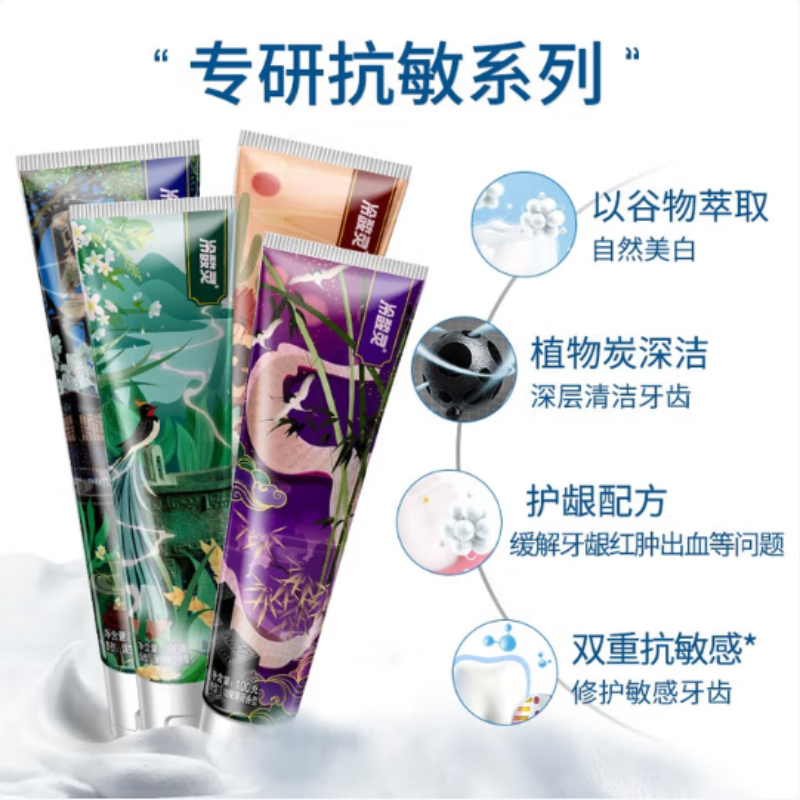 冷酸灵 国博专研联名款抗敏感 牙膏套装(100g*4支)高清大图