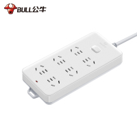 公牛(bull)GN-109K全长1.8米六位带儿童安全保护门总控开关新国标线芯加粗插座插排插线板拖线板接线板白色