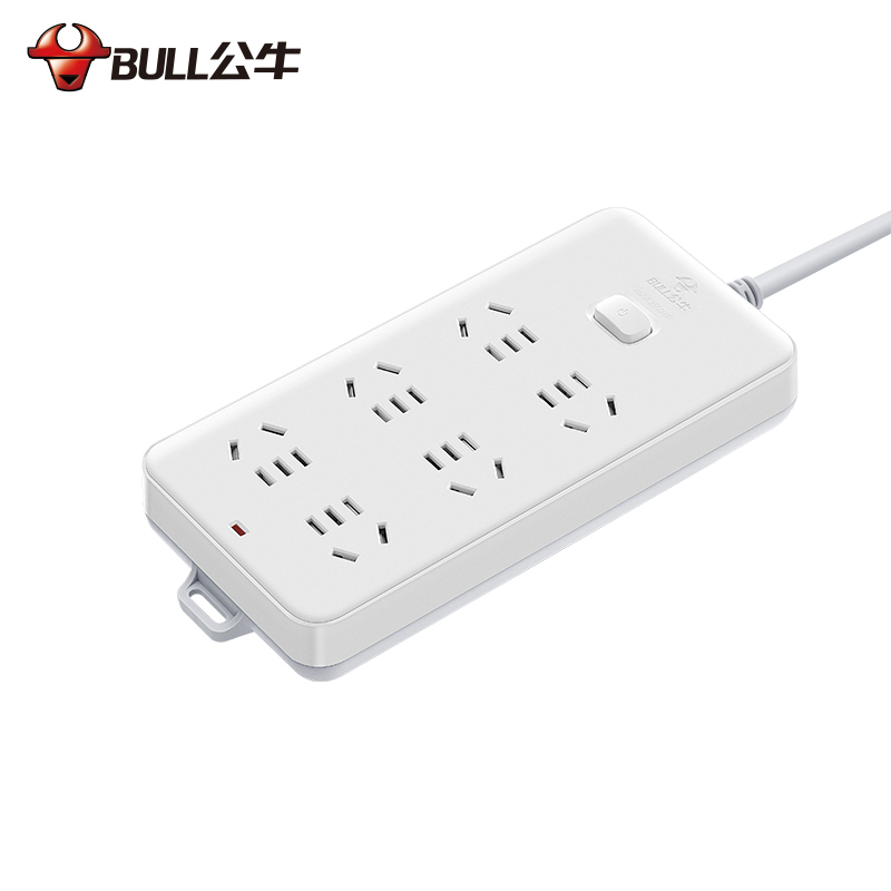 公牛(bull)GN-109K全长1.8米六位带儿童安全保护门总控开关新国标线芯加粗插座插排插线板拖线板接线板白色