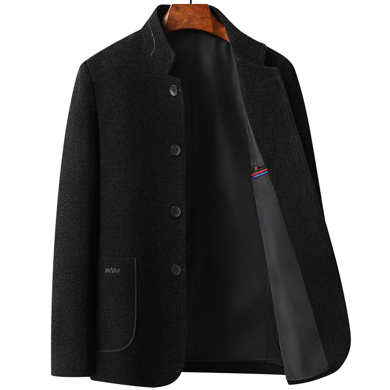 啄木鸟男士爸爸秋装外套秋冬季中老年人立领呢子男50岁男岁高清大图