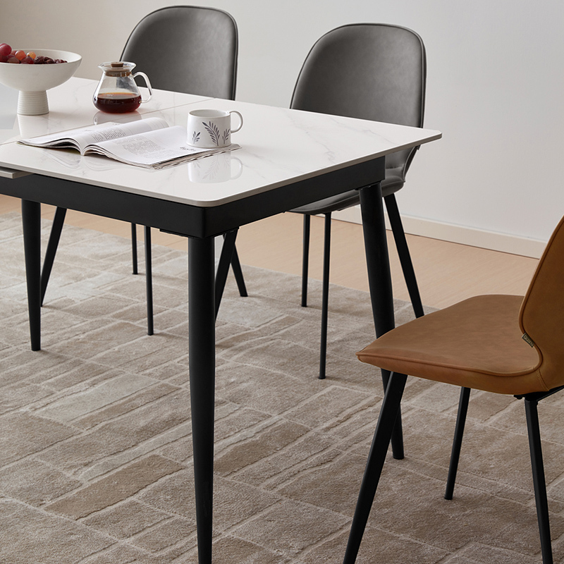 全友家居现代轻奢多功能岩板餐桌可伸缩饭桌软包餐椅椅子餐厅家具dw