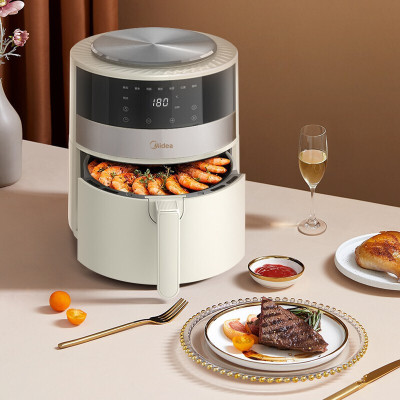 美的 (Midea)空气炸锅 无油大容量家用智能电炸锅煎炸锅4.5L 白色