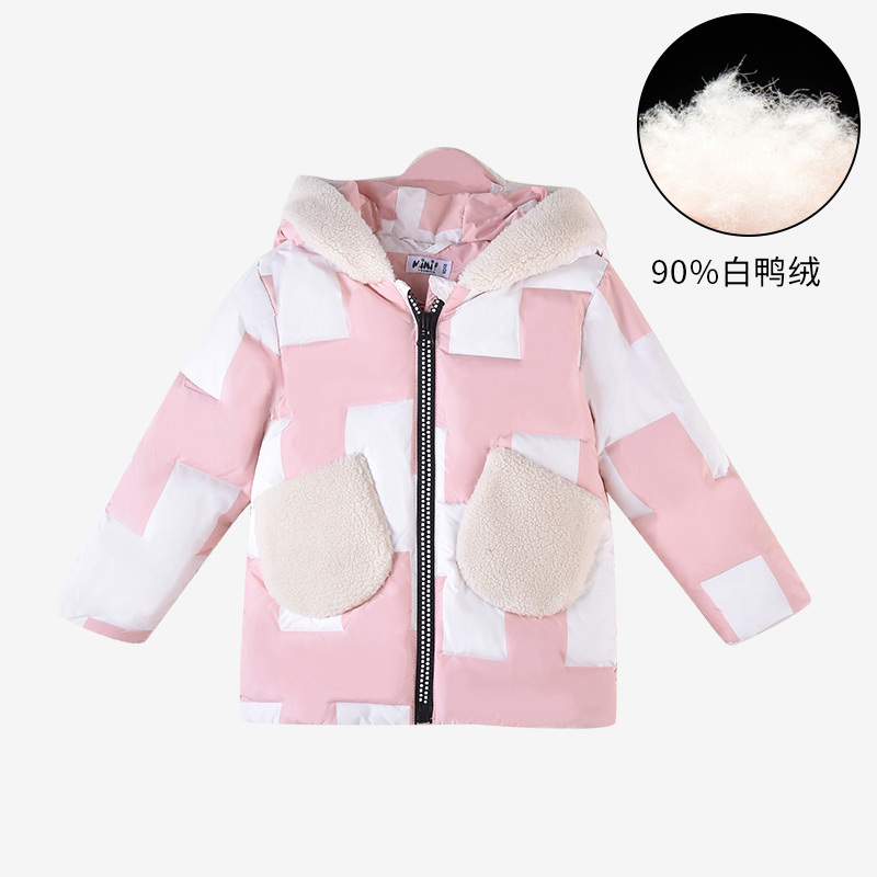 【1件3.5折】铅笔俱乐部童装女小童羽绒服秋冬新款儿童90绒加厚保暖外套 粉红 100cm