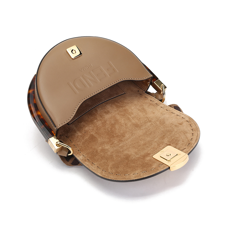 芬迪fendi女士moonlight系列皮革单肩斜挎包马鞍包8bt346agwz