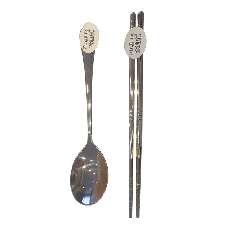 金迪乐不锈钢便携式餐具筷子19cm勺子17cm/组高清大图