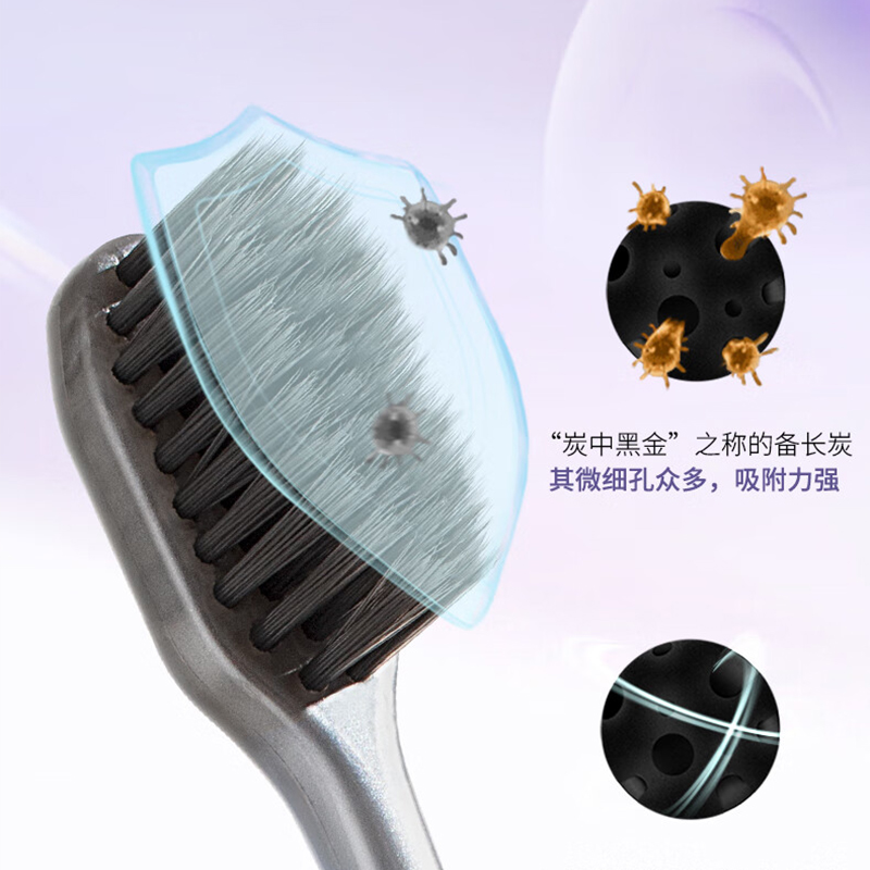 舒客炭丝能量牙刷2支装随机颜色ZHS-TS02高清大图