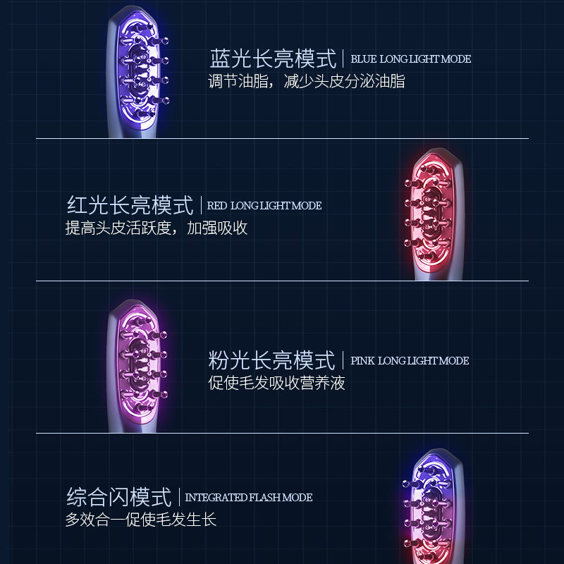 金稻育发按摩梳子增发密发红光健发电动上药器导液生防脱发梳718(象牙白)